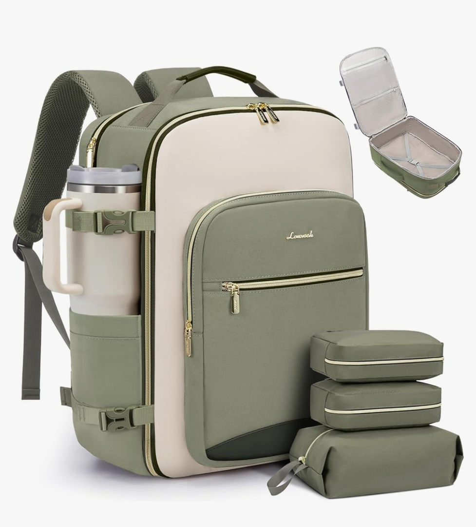 LOVEVOOK 40L Travel Backpack for Women & Men, Airline Approved Carry On Luggage with 3 Packing Cubes, TSA Overnight Bags, Waterproof Personal Item Bag, Weekender Essentials Backpacks fits 17" Laptop