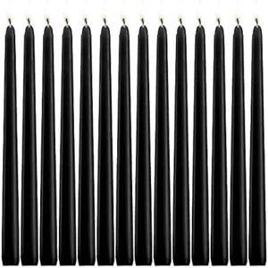 JHENG 10 Inch BlackTaper Candles, 14 Pack Tall Unscented Dripless Candles with Cotton Wicks Perfect for Dinner, Party, Wedding or Farmhouse Decor, 7-8 Hour Burn Time- 7/8'' Base (Black)
