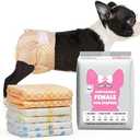 Dono Dog and Cat Diapers Female-50PCS, Disposable Female Dog Period Diaper for Heat with Wetness Indicator, Super Absorbent Doggie Puppy Diapers Female for XXS,Small Medium Large Dogs, XS