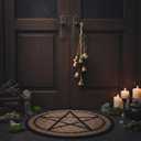 Set of 2 Witch Bells for Door  Featuring a Moon Wreath + Vintage Key, Said to Ward Off Negative Energy; Witches Bells Hanger for Front Door, Entryway & Doorknob; Witchy Decor