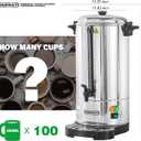 Commercial Coffee Urn 100 Cup/15L Coffee Dispenser with Upgraded Percolator, Double Wall 304 Stainless Steel Hot Water Urn Beverage Dispenser with Keep Warm Mode Large Coffee Maker for Catering Party