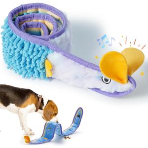 Nocciola EEL Squeaky Dog Toy, Tough No Stuffing Toy for Tug of War, Puppy Interactive Puzzle Fun to Keep Them Busy, Cognitive Crinkle Dog Toy for Large Medium Small Breed, Blue