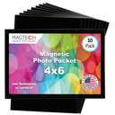Magtech Magnetic Photo Pocket Picture Frame, Black, Holds 4x6 Inch Photos, 10 Pack, Made in the USA (10046)
