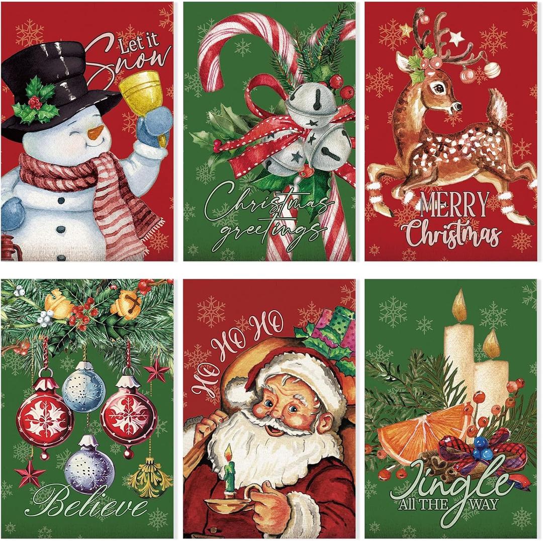 Kosiz 6 Pcs Christmas Diamond Art Kits Merry Christmas Diamond Painting Kits for Adults Let It Snow DIY Cartoon 5d Rhinestones Crafts with Tools for Home Wall Decoration Holiday Gifts