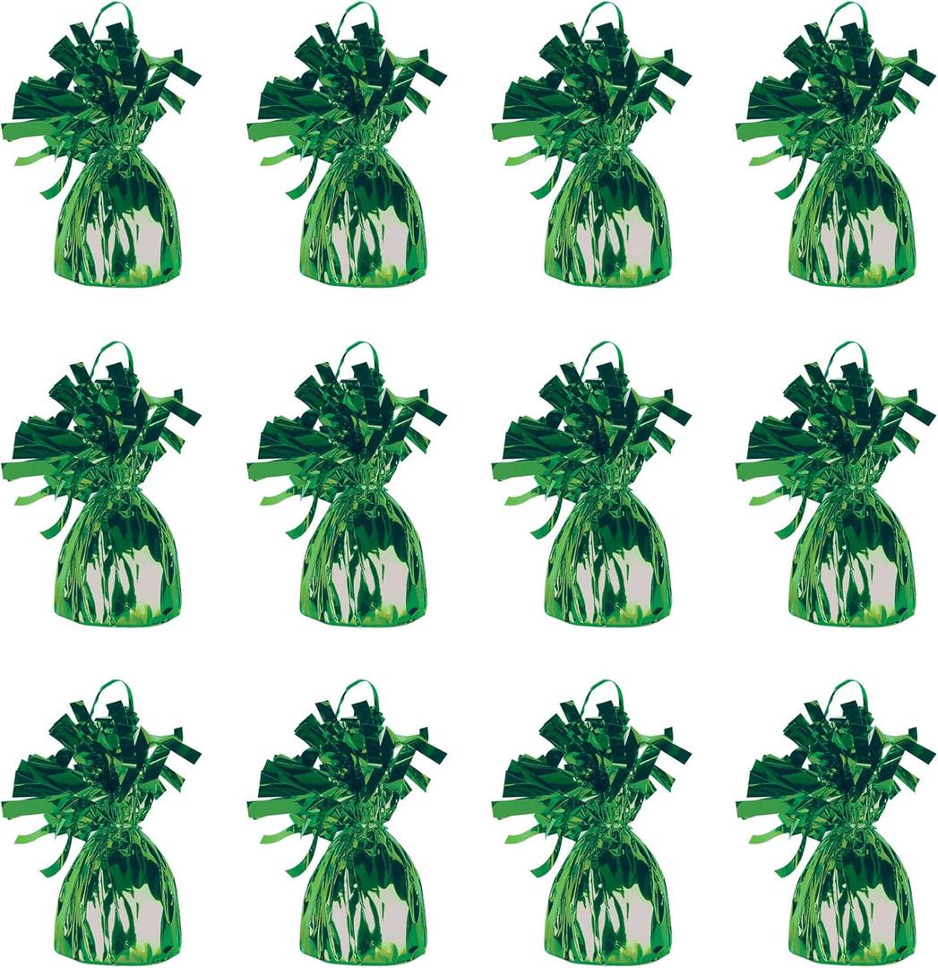 Beistle Metallic Wrapped Balloon Weight Pack of 12 (Green)