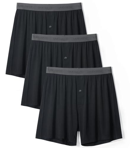 DAVID ARCHY Mens Underwear Bamboo Rayon Boxers for Men Breathable and Cool Men's Boxer Shorts with Button Fly 2  Pack (L,Black) DAVID ARCHY Mens Underwear Bamboo Rayon Boxers for Men Breathable and Cool Men's Boxer Shorts with Button Fly 2  Pack (L,Black)