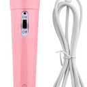 Wired Microphone, Wired Dynamic Microphone 3.5mm Jack Lightweight No Battery for Kids Singing Mechine Home (Pink)