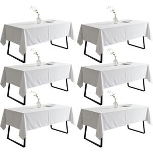 DRESSMAKER 6 Pack White Table Cloth Rectangle 60x126 Inches Polyester Tablecloth for 8ft Tables Washable Fabric Table Cloths for Party,Wedding Banquet