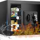 1.3 Cuft Small Fire Safe for Home Use, Anti-theft Fire Proof Safe Box with Digital Keypad, Spare Keys and Removable Shelf, Security Safes Fireproof Waterproof for Document Money Valuables
