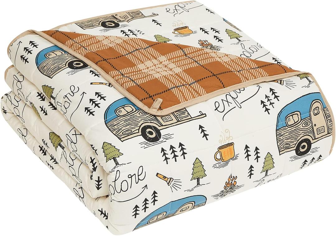 CuteKing Weighted Blanket for Adults (15lbs, 48"x72", Camping) Heavy Blanket for 140-150lbs, Weighted Blanket for Cooling & Heating with Premium Glass Beads, Thick Blanket for Adult All-Season (12-orange)