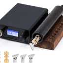 Flyrivergo Leather Creaser Machine, 140-932 Leather Edging and Creasing Machine Electric Edge Creasing Heat Iron Tool with 5PCS Tips, Wooden Receptacle Base