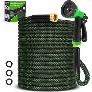 Garden Hose 50ft, Non-Expanding Flexible Hose with 10 Function Nozzle, Lightweight, Kink Free, Sturdy, Leak-Proof, Portable, Water Hose 50ft for Outdoor, Yard, Lawn, Car Wash and Camper Use