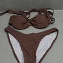 ZAFUL Women High Cut Bikini Sets String Sexy Swimsuit Two Piece Underwire Bathing Suit Brazilian Cheeky Cut Out Cute Swimwear (Coffee), XS