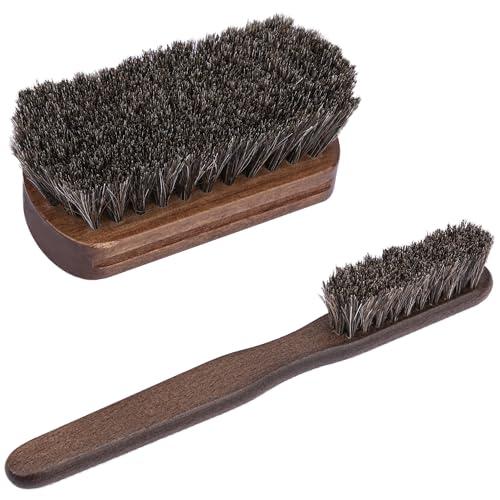 2 PCS Leather Brush Car Detailing, Horse Hair Brush, Upholstery Brush for Cleaning, Car Interior Brush, Carpet Brush for Car Detailing, for Car Interior Seat, Carpet, Upholstery, Furniture and Shoes
