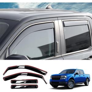 Visor Rain Guards Compatible with 2022-2025 Ford Maverick Front and Rear in-Channel Window Visors Wind Deflectors Weather Shield for 2024 Maverick 4PCS Accessories