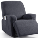 KinCam Recliner Covers, Stretch Reclining Chair Covers, Recliner Sofa Slipcovers Stripe Jacquard Recliner Couch Covers Furniture Protector Covers for Pet Kid (1 Seater, Charcoal Gray)
