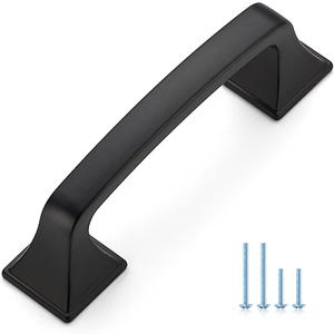 Ravinte Solid 3 Inch Square Foot Cabinet Pulls - Matte Black Arch Pulls - Kitchen Cabinet Hardware - Flat Black Drawer Handles - 15 Pack