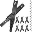 12 inch Drawer Slides 6 Pairs (12pcs) Full Extension Ball Bearing Drawer Rails Side Mount 3 fold Metal Dresser Runners for File Cabinet Trash Can Kitchen Wardrobe Glides 12" Black 100 LB Capacity