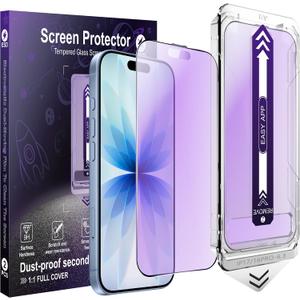 [2-Pack Matte Anti Blue Light Screen Protector for iPhone 16 Pro / 17,[Easy to Install], Anti-Glare, Anti-Fingerprint,9H Tempered Glass, Shatterproof & Scratch Resistant
