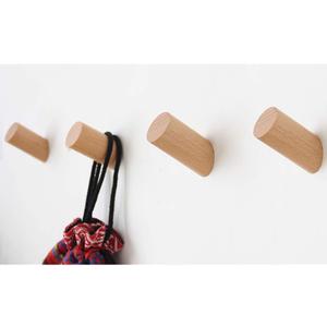 Wood Wall Hooks, 4 Pack Coat Hooks Mounted Rustic Wooden Heavy Duty Robe Hook Hat Rack | for Hanging Bathroom Towels Clothes Hanger (Beech Wood)