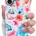 SOKAD Magnetic Summer Collage Phone Case for iPhone 16, Cute Beach Coastal Collage Pattern Compatible with Magsafe Matte Protective Case Cover with Screen Protector for Girls Women