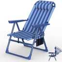 Suteck Backpack Beach Chair, 6-Positions Beach Chairs for Adults with Cooler Bag, Reclining Beach Chair with Cup Holder Folding Camping Chair for Sand Outdoor
