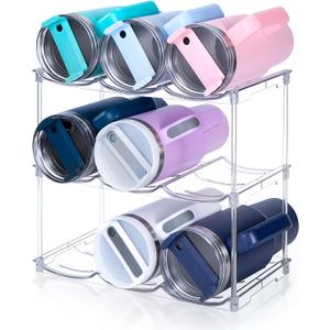 Stackable Water Bottle Organizer for Stanley 40 oz Tumbler, Water Bottle Holder for Cabinet, Pantry Kitchen Organizers and Storage for Stanley Cup Accessories, Tumbler Organizer and Rack, 3Pack (SPO-JM-3Pack)