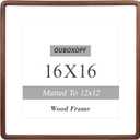 16x16 Picture Frame Wood 12x12 with Mat, Natural Solid Walnut Wooden Rounded Corner Photo Frames with Tempered Glass for Hanging Displaying Horizontally or Vertically