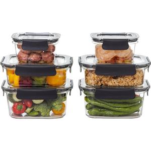6 Set Quad Lock Airtight Pantry Storage Containers, Leak Proof, BPA Free, (Herbs, Tea, Spices, Coffee, Sugar, and More) 3 Sizes, 2 sets each (No Heat)