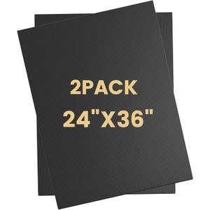 2 Pack Corrugated Plastic Board for Indoor and Outdoor Use, 4 Mm Thick Poster Board, 24x36 Inches, Black Plastic Sheets, Waterproof Coroplast Sheets and Blank Yard Signs