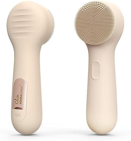 Silicone Face Scrubber, NågraCoola CLIE 2.0 Facial Cleansing Brush, Rechargeable, Waterproof Face Scrub Brush for Cleansing, Exfoliating, Massaging, Electric Facial Exfoliator for Women and Men - Oat