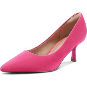 mysoft Kitten Heels for Women Low Heel Pumps 2 Inch Closed Toe Wedding Dress Shoes (7, Hot Pink)
