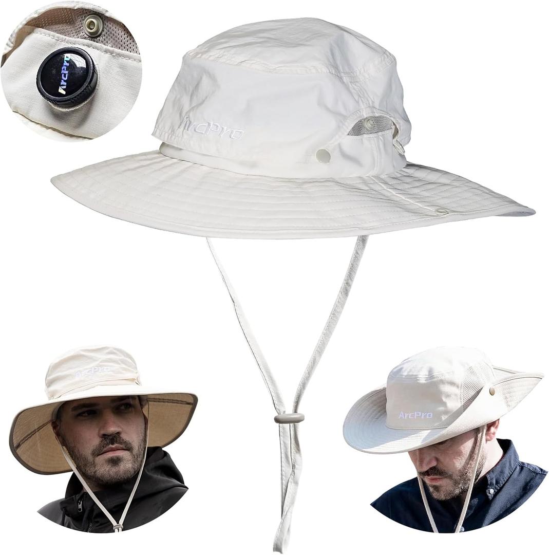 2-in-1 Sun Hats with Removable Top Breathable Mesh Fishing Hat for Men Women, Waterproof Rain Hat