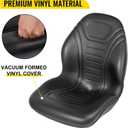 VEVOR Universal Lawn Tractor Seat Replacement, Compact High Back Mower Seat, Black Vinyl Forklift Seat, Central Drain Hole Skid Steer Seat with Mounting Bolt Patterns of 8" x 11.5" & 11.25" x 11.5"