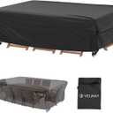 Velway Patio Furniture Cover Outdoor, Waterproof Rectangular Patio Table Chair Set Cover, 98"Lx78"Wx28"H, All Weather Oxford Tear-Resistant Sectional Sofa Set Covers with Windproof Design, Black