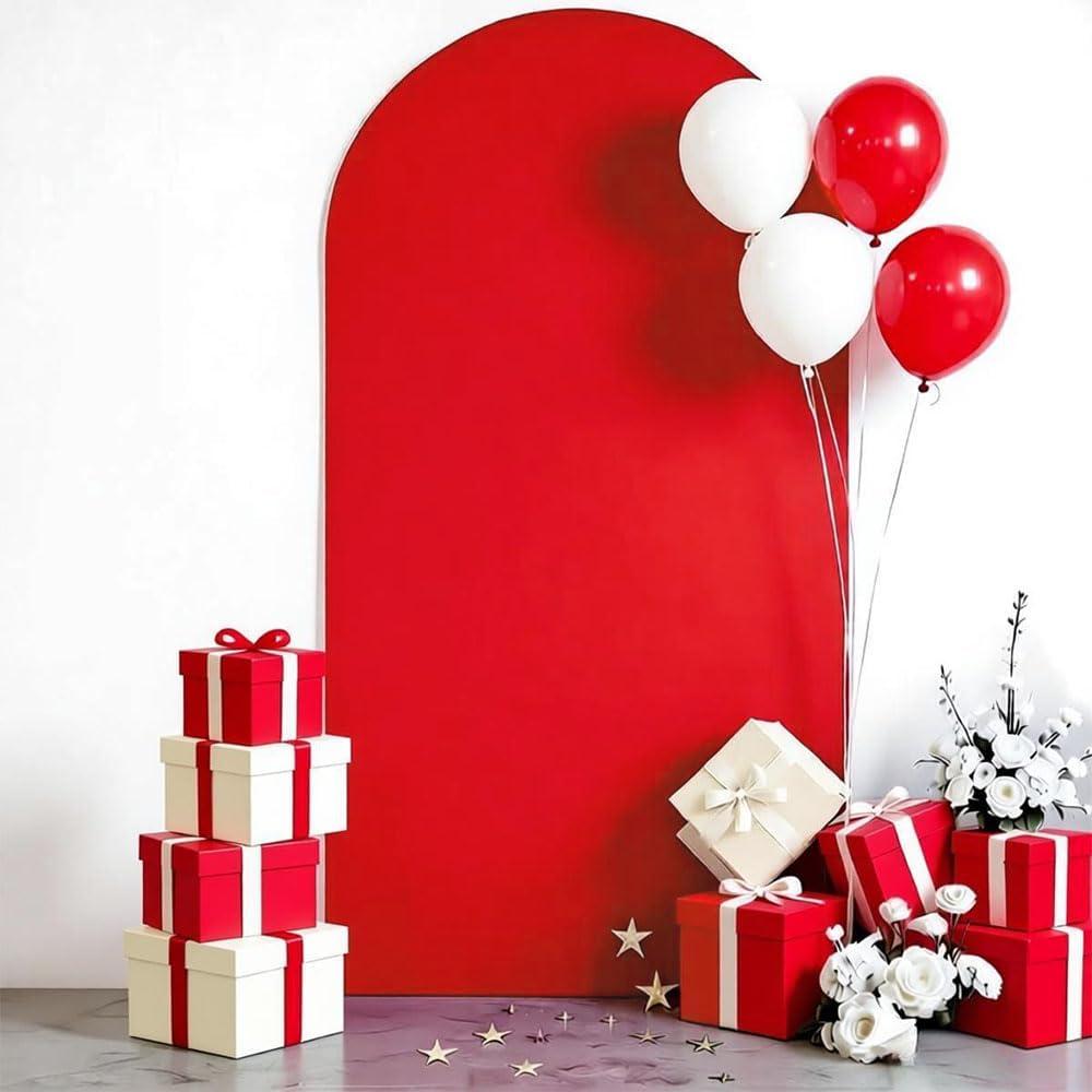 6FT Red Arch Cover, Spandex Arch Backdrop Cover for Wedding Party Birthday Decor, Christmas Arch Cover for Festival Decoration