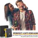 GSOIAX Men's Slim RFID Blocking Leather Wallet with Money Clip Minimalist Carbon Fiber Bifold Credit Card Holder 11 Card Slots Gift Box Included(Carbon Yellow)