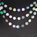 Cheerland Iridescent Party Decorations Holographic Circle Garlands Disco Theme Birthday Decorations Bachelorette Hanging Streamers Banner Graduation Decor New Year Bachelorette Euphoria Party Supplies