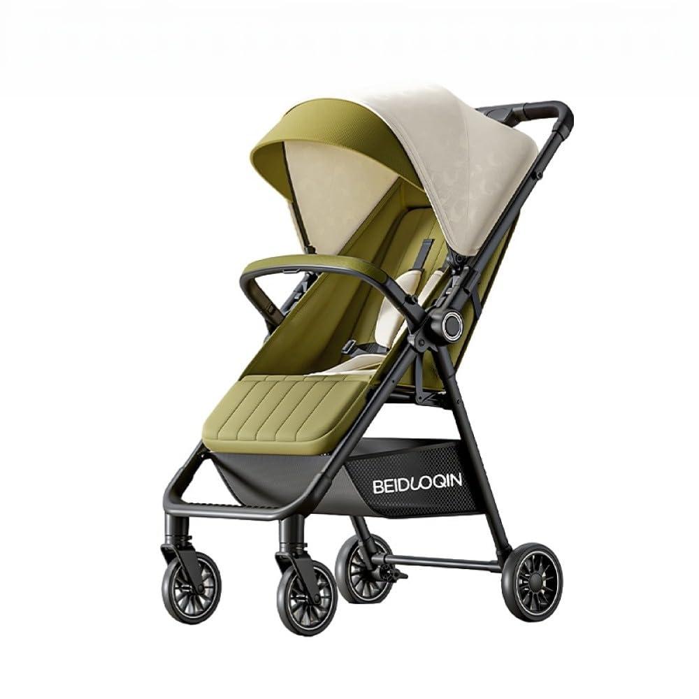 Lightweight Baby Stroller, Compact One-Hand Quick Fold, 5-Point Harness, Adjustable Canopy, Travel-Friendly Airplane Carry-On, 1 to 4 Years (Green)