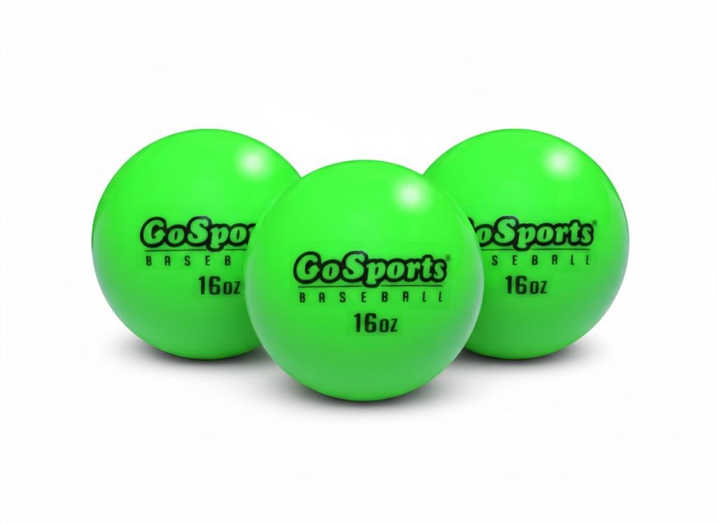 GoSports Weighted Training Balls - Choose Baseball or Softball - Hitting & Pitching Training for All Skill Levels - Improve Power and Mechanics (One Size, Green), 3 Pieces