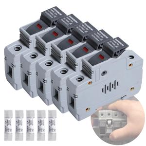 Solar/Photovoltaic Fuse Holder PV DC1000V 15A 35mm DIN Rail Mounting Cylindrical Base Single Mount Solar Photovoltaic Fuses Link System Protection