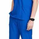 Uniforms World Louis Scrubs Set for Men Classic V-Neck Stretch Top & Jogger Pants Yoga Waistband, 8 Pockets (L)