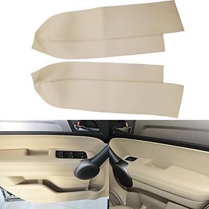 Hoypeyfiy Front Door Panels Armrest Cover for Honda Cr-V CRV 2007-2012 (Leather Only) 1Pair (Beige)