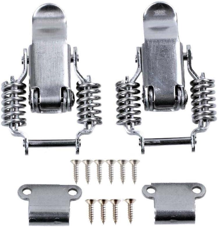90 Degrees spring hasp Toolbox toggle latches lockStainless steel 304 Toolbox Draw Compression Spring Toggle Latch Catch Clamp W/Screws (L, Type:Without keyhole) (Large)