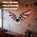 Adroiteet Lighted American Eagle 4th of July 250th Decorations Outdoor with Timer LED Lights Patriotic Metal Wall Art for Golf Cart Indoor Front Door American Flag Eagle Decor, 23.6" x 15.7"