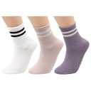 Pack Of 3 Long Yoga Socks with Grip (White, Purple, Pink, S)