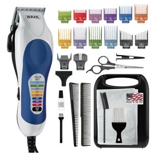 Wahl Clipper USA Color Pro Complete Haircutting Kit with Easy Color Coded Guide Combs - Corded Clipper for Hair Clipping & Grooming Men, Women, & Children - Model 79300-1001M