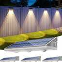 Yilaie Solar Fence Lights Outdoor-IP67 Waterproof 3000K/4500K/6500K,High Brightness LED Fence Lights Solar Powered,Solar Wall Light for Outside Backyard/Railing/Step/Patio/Stair Railings/Pool 4 Pack
