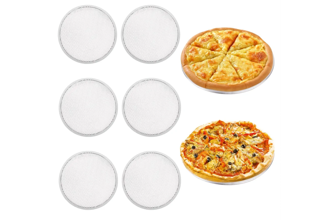 8 Pcs 14 Inch Pizza Pan with Holes Aluminum Mesh Pizza Screen Seamless Round Mesh Pizza Tray for Oven Nonstick Baking Pizza Sheet for Home Kitchen Bakery Restaurant BBQ Party Cookware Supplies