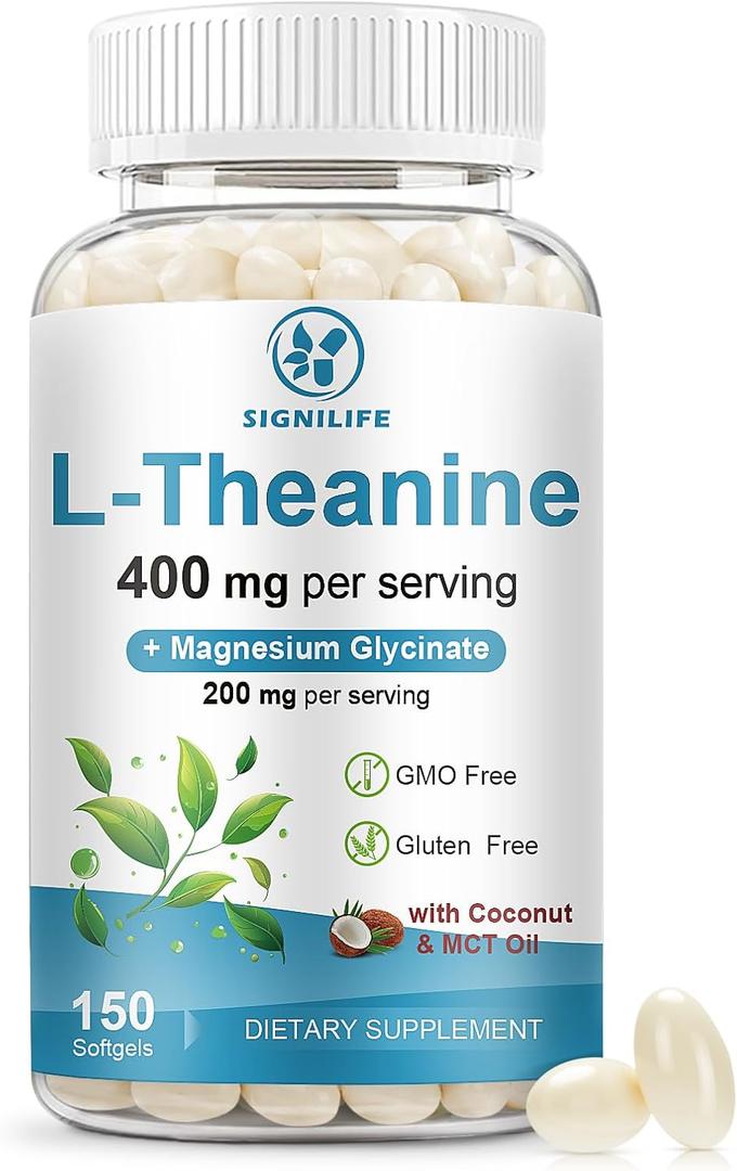 L-Theanine 400mg with Magnesium Glycinate,150 Softgels (BBD: 01/2028)